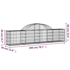 vidaXL Gabion bågformad 200x30x40/60 cm galvaniserat järn - Bild 5