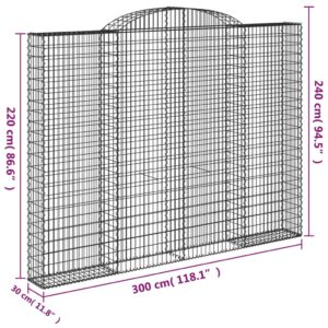 vidaXL Gabion bågformad 300x30x220/240 cm galvaniserat järn - Bild 5