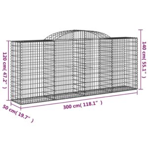 vidaXL Gabion bågformad 300x50x120/140 cm galvaniserat järn - Bild 5