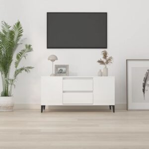 vidaXL Tv-bänk vit högglans 102x44,5x50 cm konstruerat trä - Bild 3