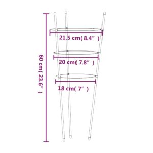 vidaXL Växtstöd med 3 ringar 5 st grön 60 cm stål - Bild 8