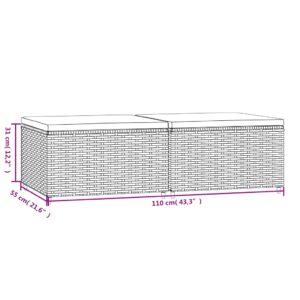 vidaXL Fotpallar med dynor för trädgården 2 st brun konstrotting - Bild 8