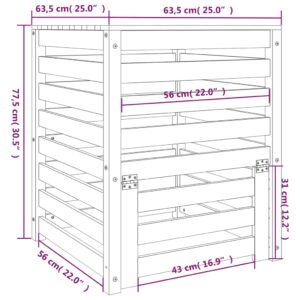 vidaXL Kompostlåda vit 63,5x63,5x77,5 cm massiv furu - Bild 10