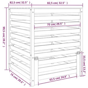 vidaXL Kompostlåda vit 82,5x82,5x99,5 cm massiv furu - Bild 10