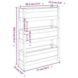 vidaXL Odlingslåda vit 77x25x104,5 cm massiv furu - Bild 9