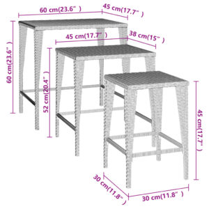 vidaXL Satsbord 3 st svart konstrotting - Bild 8