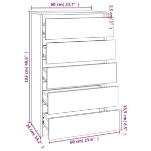 vidaXL Byrå vit högglans 60x36x103 cm konstruerat trä - Bild 10