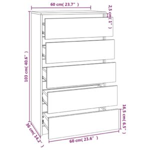 vidaXL Byrå brun ek 60x36x103 cm konstruerat trä - Bild 10