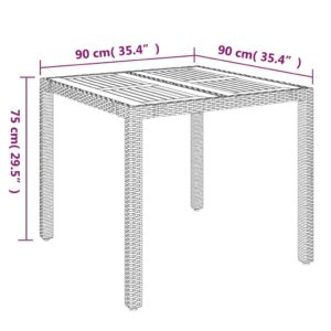 vidaXL Trädgårdsbord med träskiva grå 90x90x75 cm konstrotting - Bild 6