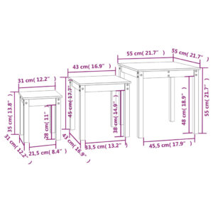 vidaXL Satsbord 3 st vit massiv furu - Bild 11