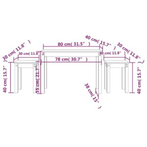 vidaXL Satsbord 3 st massiv furu - Bild 10