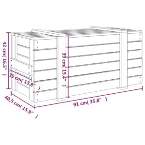 vidaXL Förvaringslåda grå 91x40,5x42 cm massiv furu - Bild 11