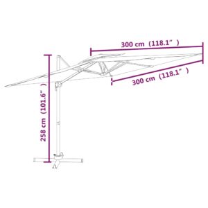 vidaXL Frihängande parasoll med ventilation grön 300x300 cm - Bild 10