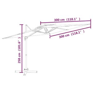 vidaXL Frihängande parasoll med ventilation antracit 300x300 cm - Bild 10