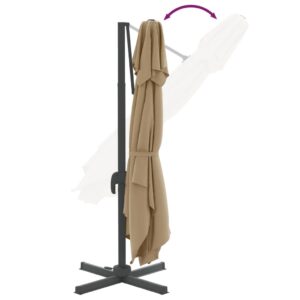 vidaXL Frihängande parasoll med ventilation taupe 300x300 cm - Bild 7