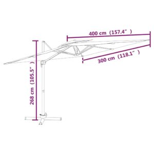 vidaXL Frihängande parasoll med ventilation azurblå 400x300 cm - Bild 10