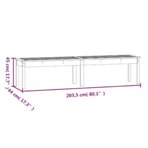 vidaXL Trädgårdsbänk 2-sits grå 203,5x44x45 cm massiv furu - Bild 8