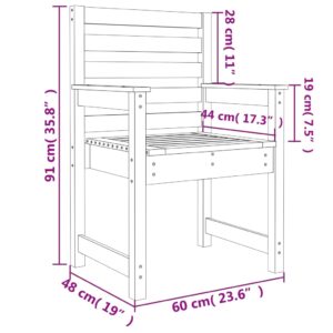 vidaXL Trädgårdsstolar 2 st grå 60x48x91 cm massiv furu - Bild 8