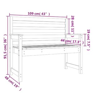 vidaXL Trädgårdsbänk grå 109x48x91,5 cm massiv furu - Bild 7