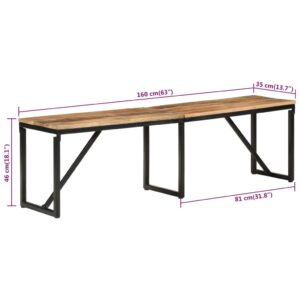 vidaXL Bänk 160x35x46 cm massivt mangoträ - Bild 8