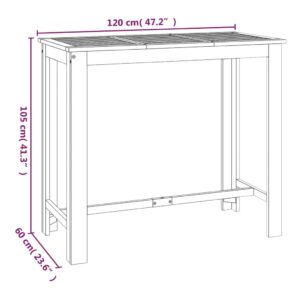 vidaXL Ståbord för utomhusbruk 120x60x105 cm massiv akacia - Bild 6