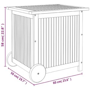 vidaXL Dynbox med hjul 60x50x58 cm massivt akaciaträ - Bild 8