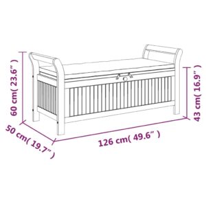 vidaXL Förvaringsbänk med dyna för trädgård 126 cm massiv akacia - Bild 10