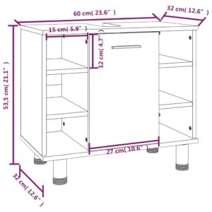 vidaXL Badrumsskåp rökfärgad ek 60x32x53,5 cm konstruerat trä - Bild 10