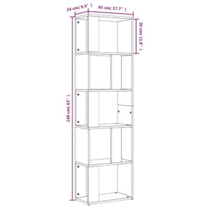 vidaXL Bokhylla rökfärgad ek 45x24x160 cm konstruerat trä - Bild 8