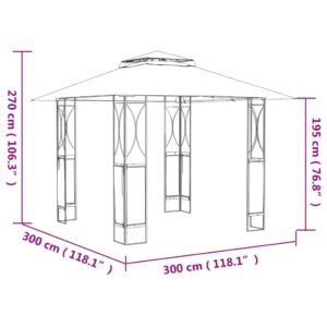 vidaXL Paviljong med tak antracit 300x300x270 cm stål - Bild 7