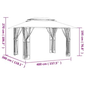 vidaXL Paviljong med sidoväggar antracit 400x300x270 cm stål - Bild 8