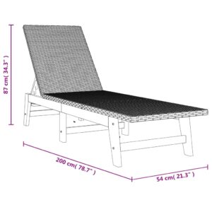 vidaXL Solsängar med dyna 2 st konstrotting & massivt akaciaträ - Bild 12