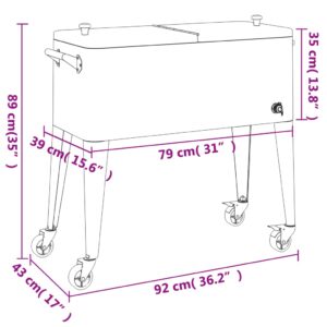 vidaXL Kylbox med hjul röd 92x43x89 cm - Bild 9