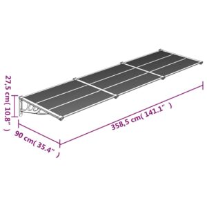 vidaXL Entrétak svart och transparent 358,5x90 cm polykarbonat - Bild 6