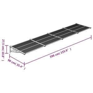 vidaXL Entrétak svart 396x90 cm polykarbonat - Bild 6