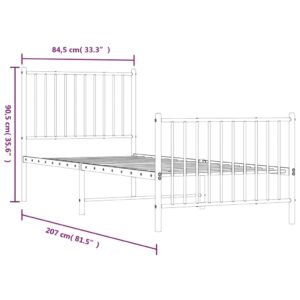 vidaXL Sängram med huvudgavel och fotgavel svart metall 80x200 cm - Bild 9