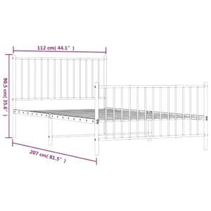 vidaXL Sängram med huvudgavel och fotgavel svart metall 107x203 cm - Bild 9