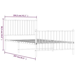 vidaXL Sängram med huvudgavel och fotgavel vit metall 100x200 cm - Bild 9