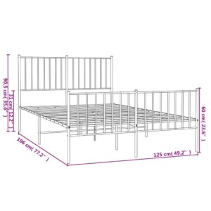 vidaXL Sängram med huvudgavel och fotgavel vit metall 120x190 cm - Bild 9
