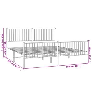 vidaXL Sängram med huvudgavel och fotgavel vit metall 193x203 cm - Bild 9