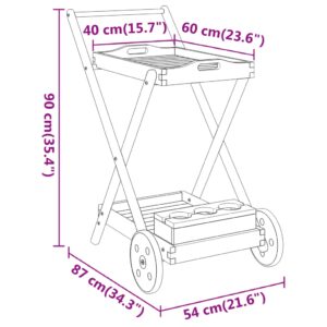 vidaXL Serveringsvagn 54x87x90 cm massivt akaciaträ - Bild 8