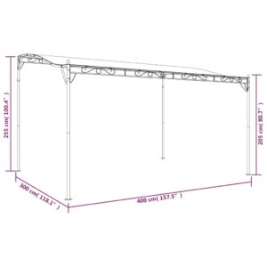 vidaXL Paviljong taupe 4x3 m 180 g/m² tyg och stål - Bild 8