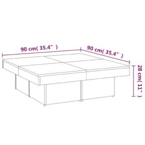 vidaXL Soffbord rökfärgad ek 90x90x28 cm konstruerat trä - Bild 8