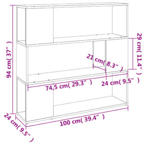 vidaXL Bokhylla/rumsavdelare brun ek 100x24x94 cm - Bild 8