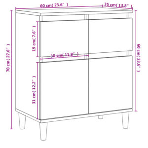 vidaXL Byrå brun ek 60x35x70 cm konstruerat trä - Bild 10