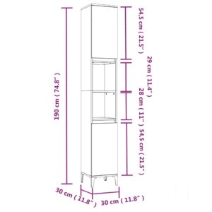 vidaXL Badrumsskåp svart 30x30x190 cm konstruerat trä - Bild 11