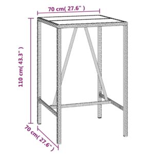 vidaXL Barbord med glasskiva svart 70x70x110 cm konstrotting - Bild 6