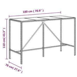 vidaXL Barbord med glasskiva grå 180x70x110 cm konstrotting - Bild 6