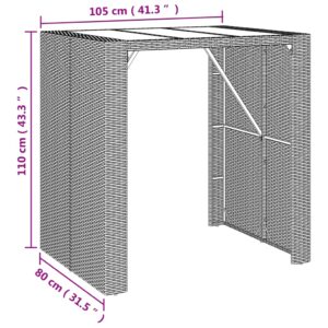 vidaXL Barbord med glasskiva grå 105x80x110 cm konstrotting - Bild 6