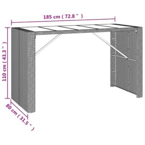 vidaXL Barbord med glasskiva brun 185x80x110 cm konstrotting - Bild 6